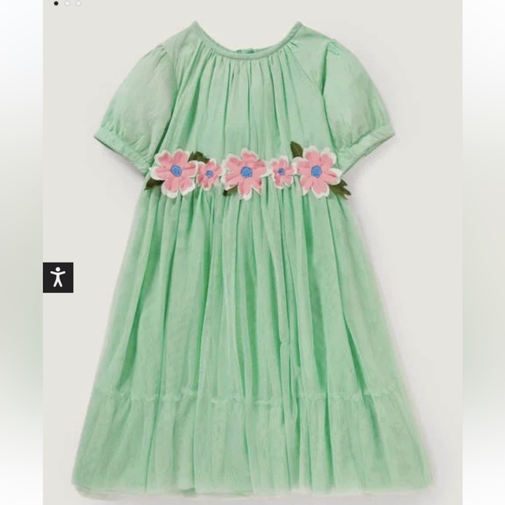 Mini Boden Mint Flower appliqué dress - size 2-3